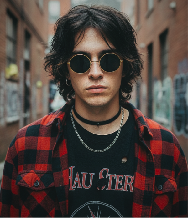 Lentes-de-sol-gafas-negros-chico-circulares-redondos-con-montura-dorada-moda-aesthetic-urban-dark-grunge